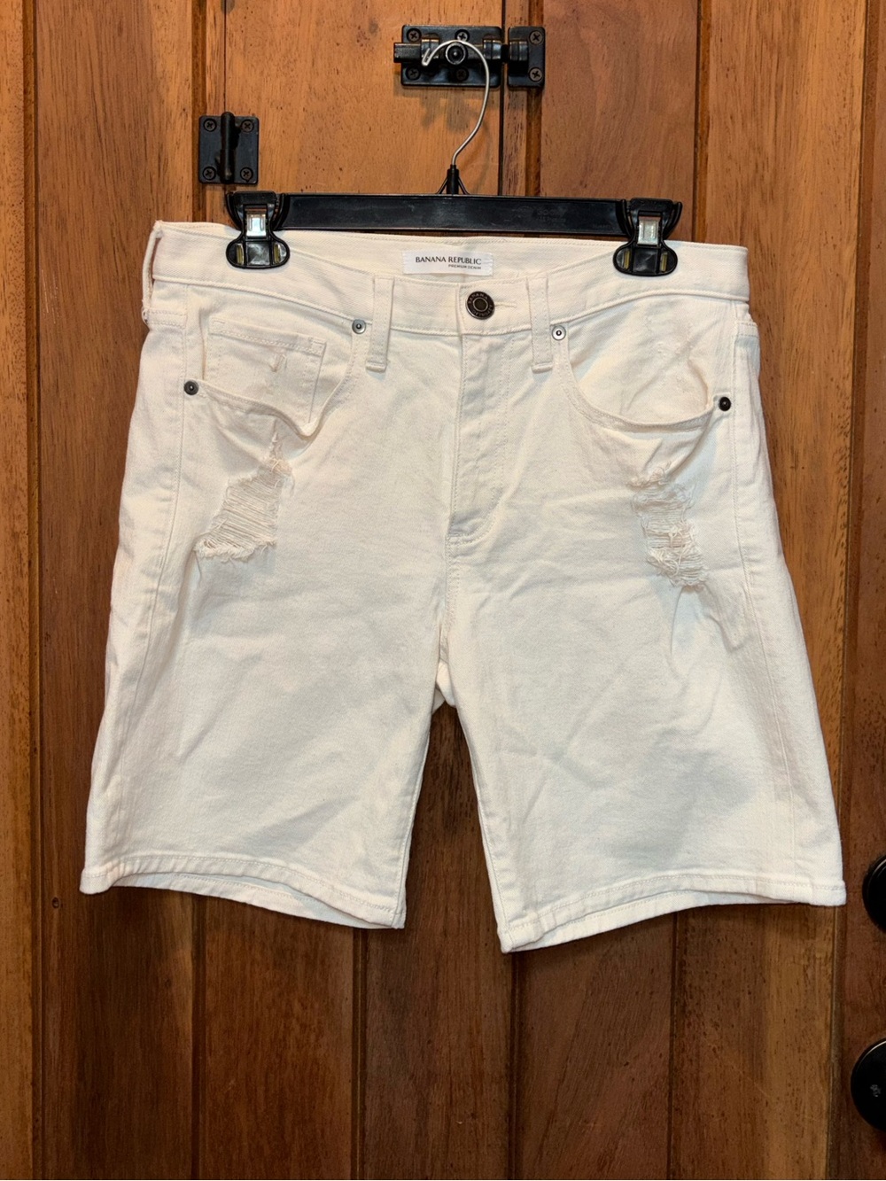 Banana Republic White Distressed Denim Shorts